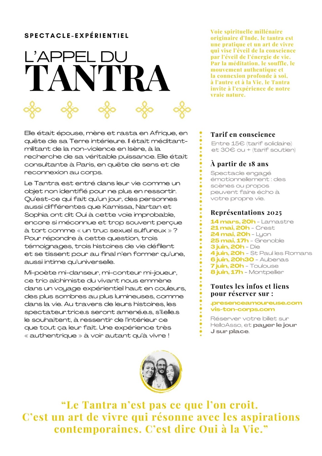 Spectacle lAppel du Tantra verso